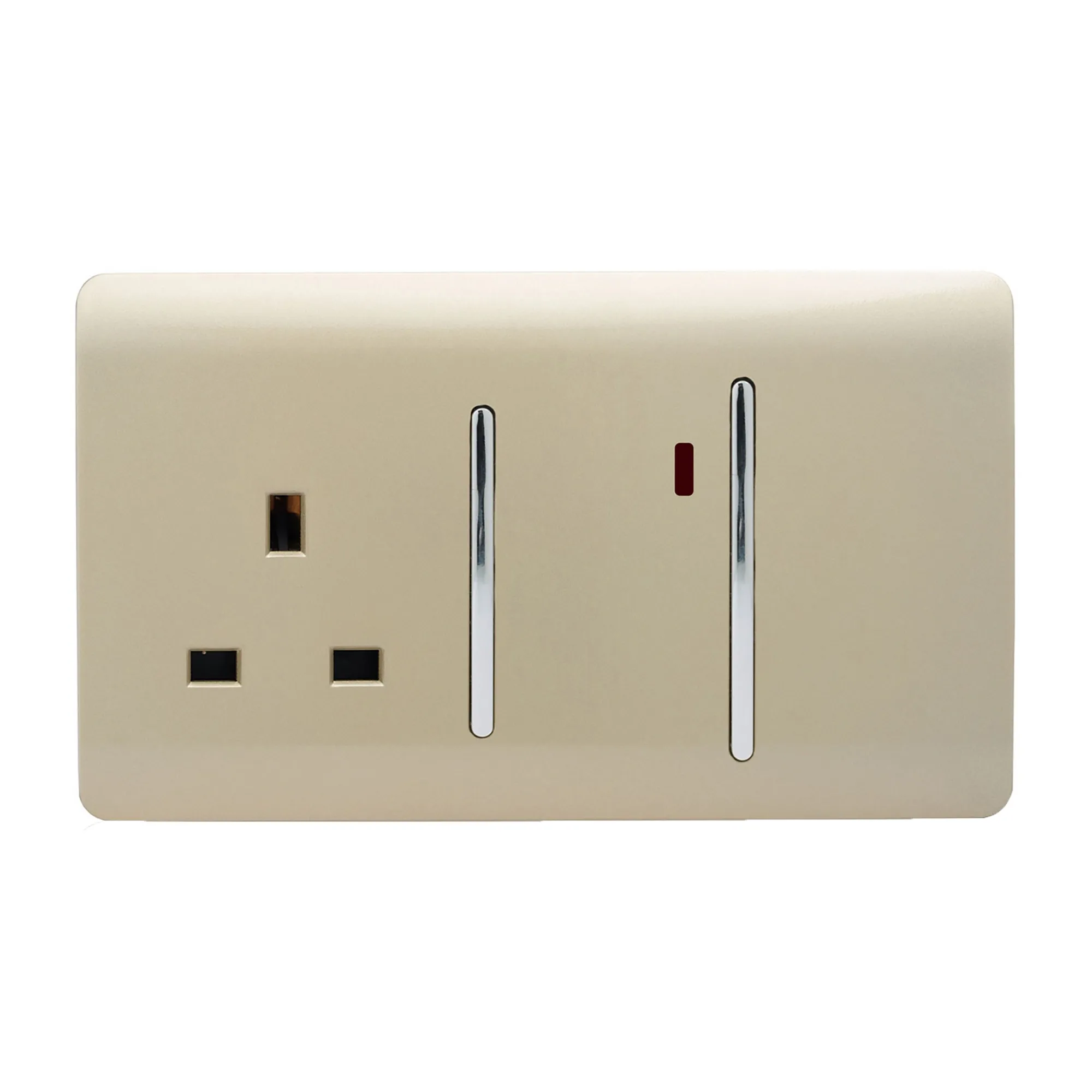 ART-WHS213GO  45A Double Pole Switch With Socket & Neon Champagne Gold
